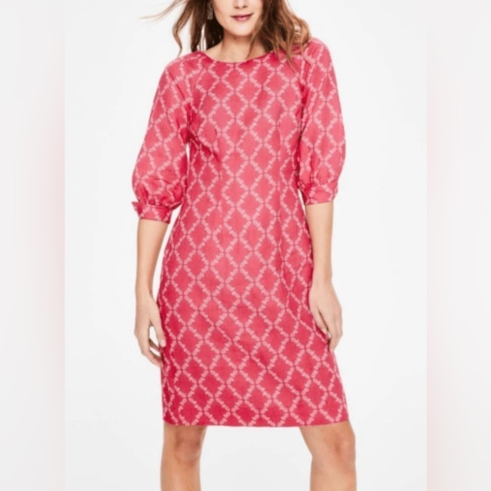 Boden Kate Linen Pink Pineapple Print Dress W’s 6R Beach Career Novelty Feminine